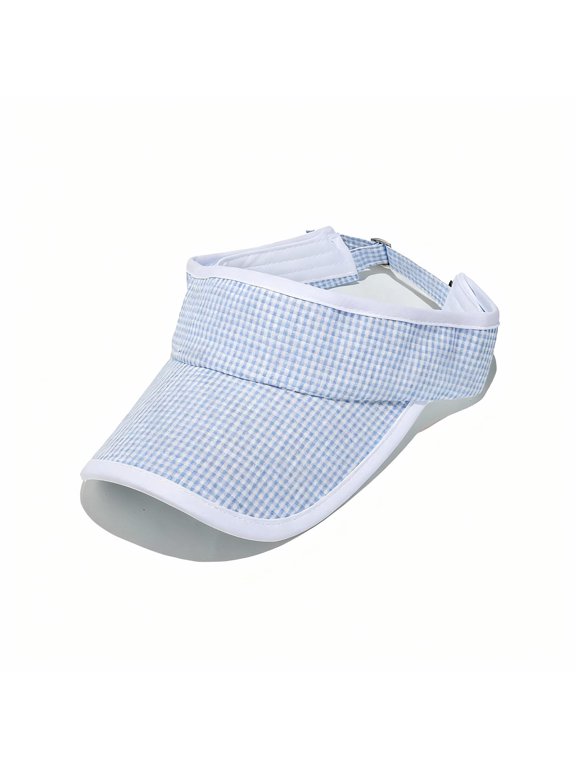 Women's Checkered Open-Top Sun Hat, Lightweight and Breathable with Sun Protection for Beach Vacation and Summer Daily Use