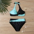 thumbnail image 1 of Warop Women's Color Block Bikini Set,Backless Adjustable Straps Swimwear for Women, 1 of 4