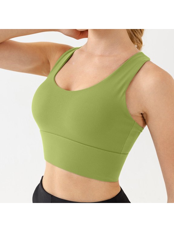 Women's Cross-Back Sports Bra with Push-Up, Lightweight and Solid Color, for Yoga Running and Fitness