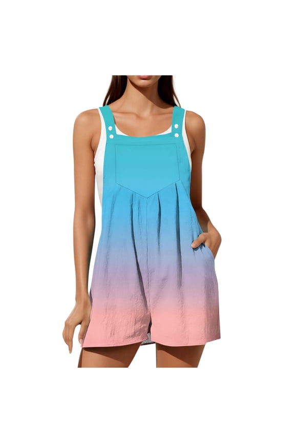 Women's Fashion Loose Casual Adjustable Strapless Jumpsuit, Sleeveless Button-Down Pocket Overalls for Summer and Daily Wear