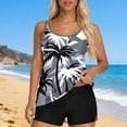 thumbnail image 1 of Warop Women's Hawaiian Print Tankini Set, Padded Conservative Swim Top with Pocket, Two-Piece Beach Swimsuit for Swimming and Vacation, 1 of 7