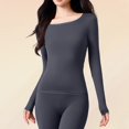 thumbnail image 1 of Warop Women's Long Sleeve Thermal Top, Lightweight Solid Color Base Layer for Daily Wear and Warmth, 1 of 5