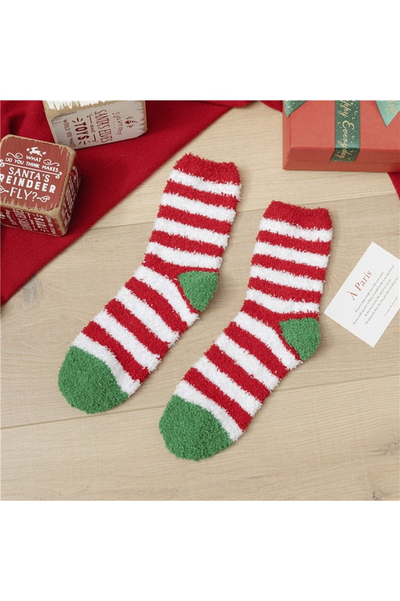 Women's Mid-Calf Socks, Cozy Fleece-Lined with Cute Christmas Patterns, Thermal Cotton Winter Boot Socks, for Christmas Eve Gifts and Cold Weather