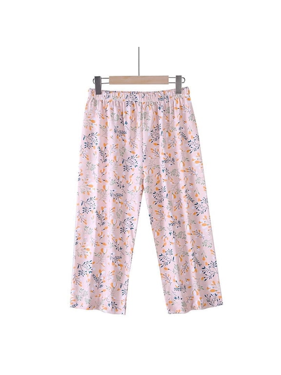 Women's Printed Casual Pants, Lightweight Loose Fit Knit with 100% Cotton, Comfortable Home Lounge Wear for Summer and Daily Use