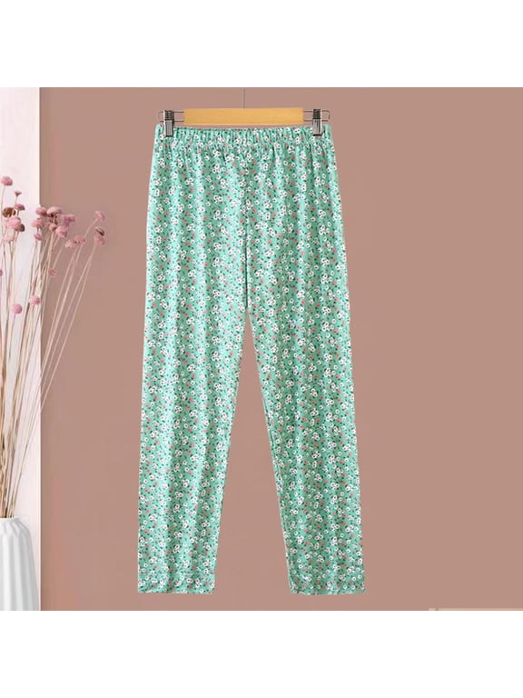 Women's Printed Lounge Pants, Lightweight Loose Fit Knitted, 100% Cotton Comfortable Homewear for Summer