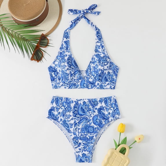 Warop Women's Push-Up Bikini Set, High-Waisted with Adjustable Drawstring, Supportive Swimwear for Beach, Pool, and Vacation
