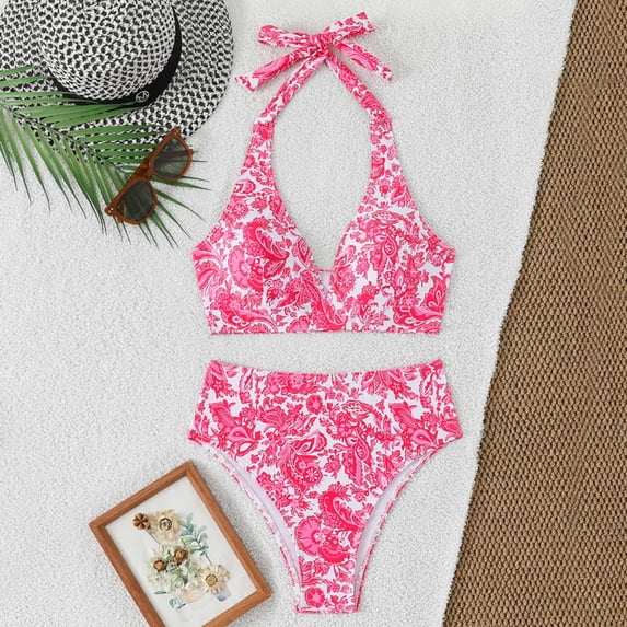 Warop Women's Push-Up Bikini Set, High-Waisted with Adjustable Drawstring, Supportive Swimwear for Beach, Pool, and Vacation