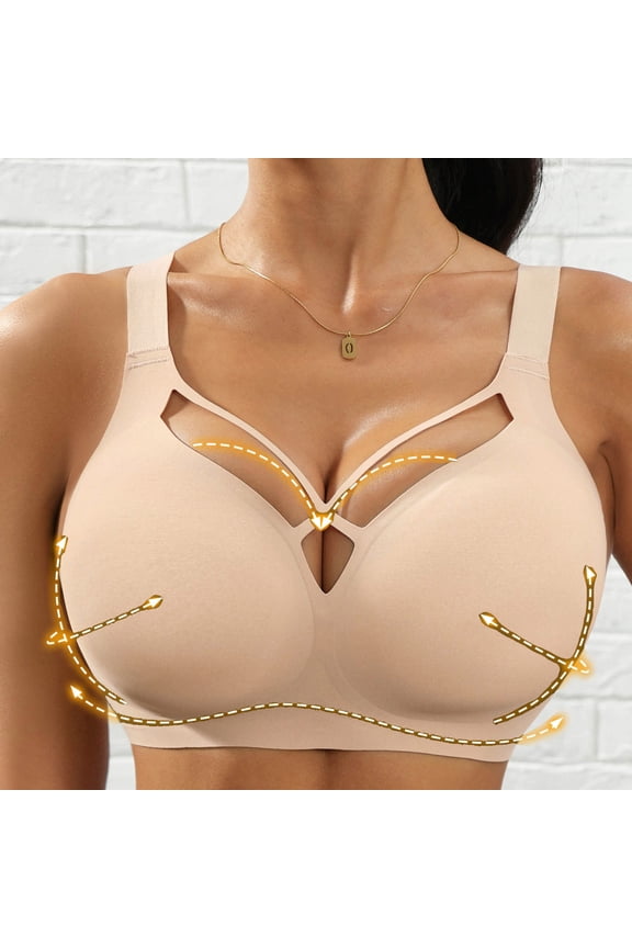Women's Push-Up Bra, Comfortable Wire-Free with Adjustable Wide Straps, Lace and Removable Padding for Everyday Wear