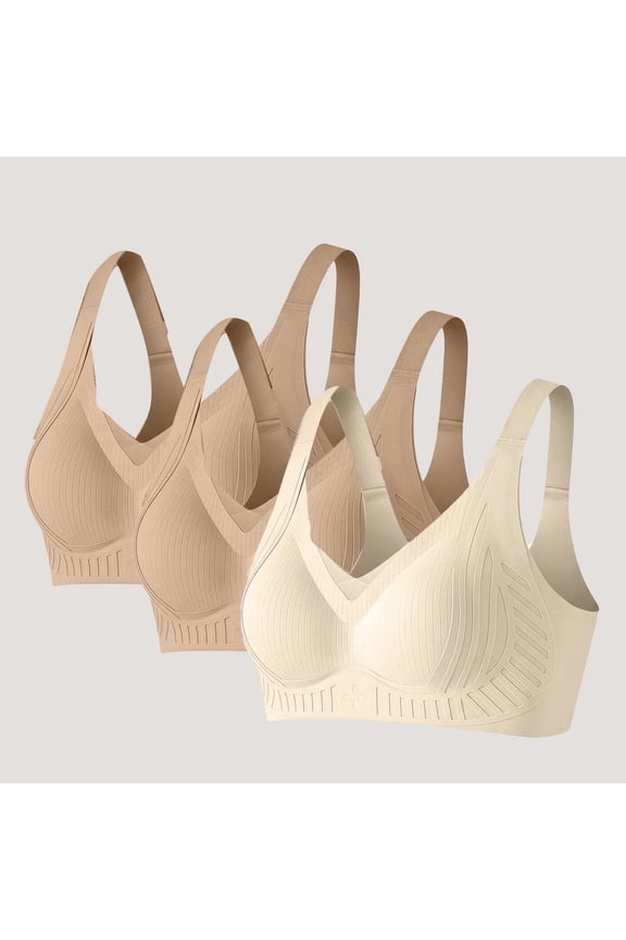 Women's Push-Up Bra, Seamless Anti-Sagging with Full Coverage, Solid Color for Daily Comfort