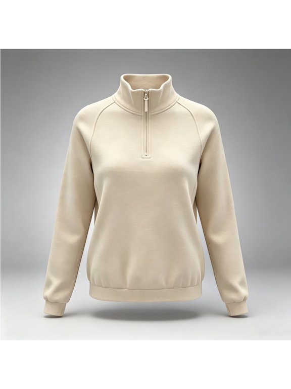 Women's Quarter Zip Pullover Polar Fleece Sweatshirts Casual Stand-Collar Jacket Fall Winter Warm Tops