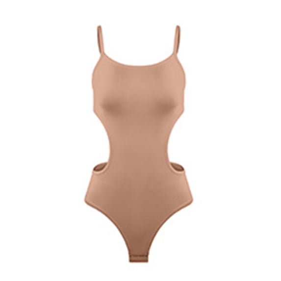 Warop Women's Shapewear Bodysuit, Solid Color Backless Spaghetti Strap with Open Crotch, Slimming Body Shaping for Underwear and Daily Wear