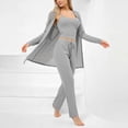 thumbnail image 1 of Warop Women's Solid Color Pajama Set, Casual Loose Fit 3-Piece Cotton Sleepwear for Home and Lounging, 1 of 5