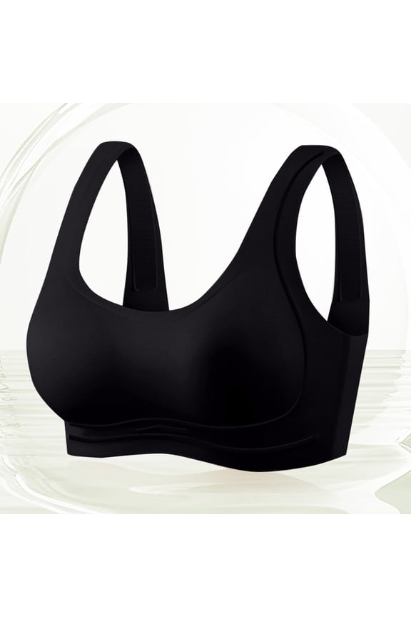 Women's Solid Color Wire-Free Bra with 3-Row Back Closure, Push-Up and Beautiful Back for Daily Wear