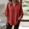 thumbnail image 1 of Warop Women's Solid Loose Fit V Neck 3/4 Sleeve Top Casual Lightweight Pullover Blouse Tunic for Daily Office Wear, 1 of 9