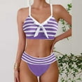 thumbnail image 1 of Warop Women's Striped 2-Piece Bikini Set, Fashionable Style, Full-Coverage , High-Waisted Bottom and Adjustable Tops for Comfort and Support, Perfect for Beach Vacation, Pool Party, and Summer Swim, 1 of 5