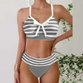 thumbnail image 1 of Warop Women's Striped 2-Piece Bikini Set, Fashionable Style, Full-Coverage , High-Waisted Bottom and Adjustable Tops for Comfort and Support, Perfect for Beach Vacation, Pool Party, and Summer Swim, 1 of 5