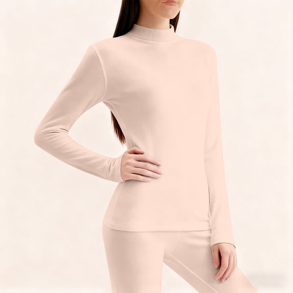 Warop Women's Thermal Underwear Set, Lightweight Solid Color Casual for Base Layer and Daily Wear
