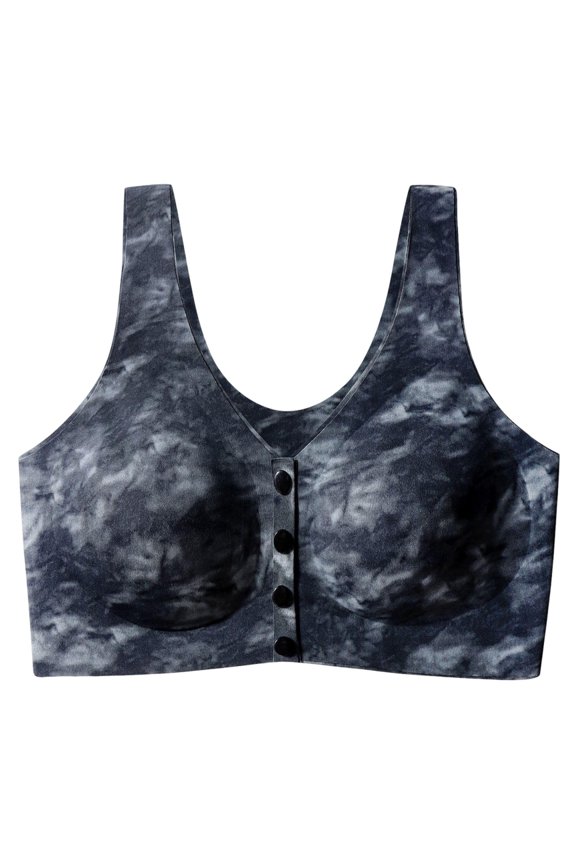 Women's Tie-Dye Print Bra, Front Closure Wire-Free Push-Up Breathable for Daily Wear