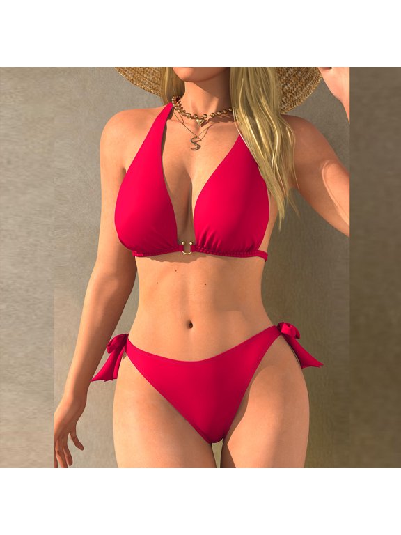 Women's Two-Piece Surf Swimsuit Set, Casual Fashion Solid Color Slim Fit, for Beach Surfing and Swimming