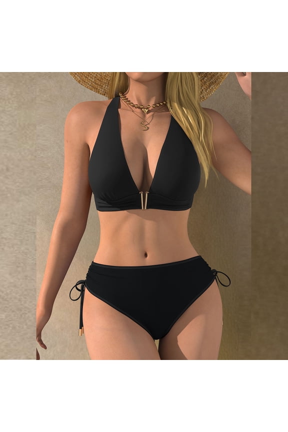 Women's Two-Piece Surf Swimsuit Set, Casual Fashion Solid Color Slim Fit for Beach and Swimming