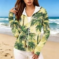 thumbnail image 1 of Warop Women's UPF 50+ Sun Protection Zip Up Hooded Long Sleeve Jacket with Irregular Print Finger Cuffs Beach Top, 1 of 5