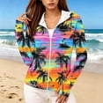 thumbnail image 1 of Warop Women's UPF 50+ Sun Protection Zip Up Hooded Long Sleeve Jacket with Irregular Print Finger Cuffs Beach Top, 1 of 5