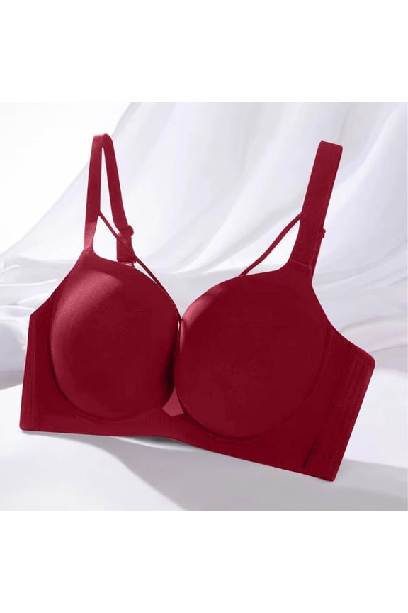 Women's Underwire Bra, Solid Color with Back 3-Row Hooks,Push-Up for Beautiful Back, for Daily Wear