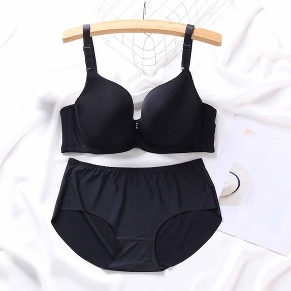 Warop Women's Underwire Bra and Panty Set, Lightweight Solid Color Push-Up with Lift and Anti-Sagging Support, for Everyday Comfort