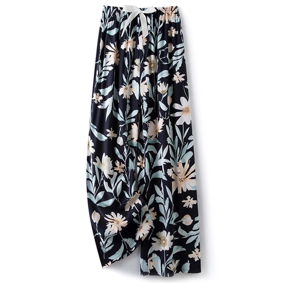 Warop Women's Wide Leg Pants, Lightweight with Printed Graphics, Breathable Cotton-Silk Blend for Summer Casual Daily Wear and Outgoing