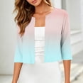thumbnail image 1 of Warop Womens 3/4 Sleeve Open Front Lightweight Cropped Tops Shrug Cardigan Gradient Print Blouse, 1 of 7