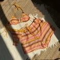 thumbnail image 1 of Warop Womens Bikini Set, Halter Neck Slimming Color Block Swimsuit with Removable Padding, 3 Piece Swimwear for Vacation Beachwear, 1 of 5