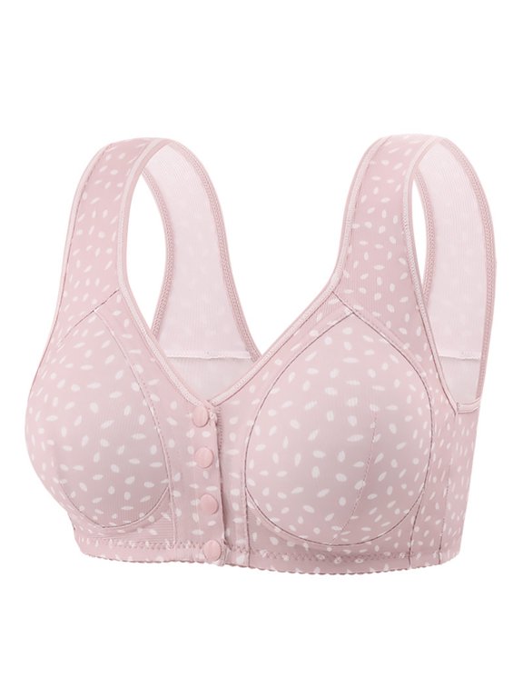 Womens Bra, Lightweight with Rice Grain Pattern, Front Closure Wire-Free Push-Up Breathable Underwear for Daily Wear