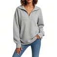 thumbnail image 1 of Warop Womens Half Zip Oversized Sweatshirts Casual Lapel Long Sleeve Pullover Shoulder Down Top Trendy Fall Outfits, 1 of 9