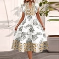 thumbnail image 1 of Warop Womens Summer Boho Floral Print Midi Dress V-Neck Ruffle Sleeve A Line Casual Beach Dress, 1 of 7