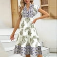 thumbnail image 1 of Warop Womens Summer Boho Floral Print Midi Dress V-Neck Ruffle Sleeve A Line Casual Beach Dress, 1 of 8