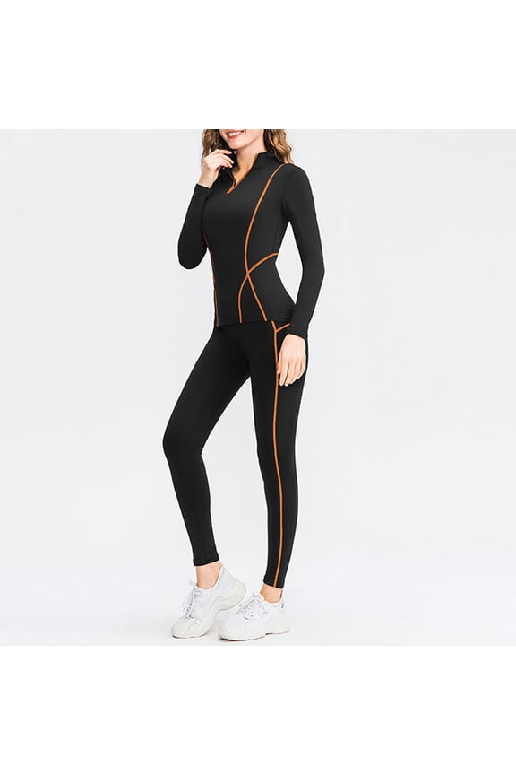 Yoga Set for Woman, Round Neck Breathable and Stretchy for Fitness and Daily Wear