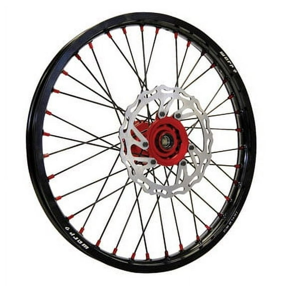 Warp 9 Complete Wheel Kit - Front 21 x 1.60 Black Rim & Spokes/Red Hub & Nipples for Honda CRF250X 2015-2017