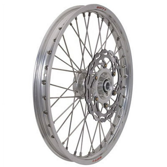 Warp 9 Complete Wheel Kit - Front 21 x 1.60 Silver Rim/Silver Hub/Silver Spokes and Nipples for KTM 350 XCF-W 2012-2016