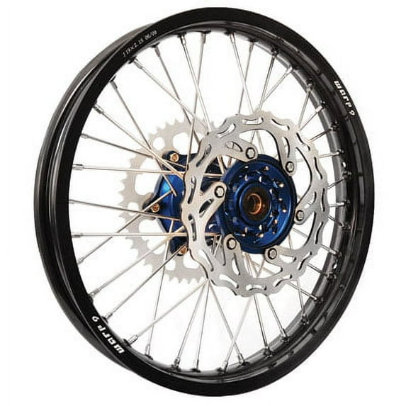 Warp 9 Complete Wheel Kit - Rear 18 x 2.15 Black Rim/Blue Hub/Silver Spokes and Nipples For Yamaha