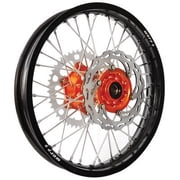 Warp 9 Complete Wheel Kit - Rear 18 x 2.15 Black Rim/Orange Hub/Silver Spokes and Nipples for Husqvarna TC 125 2014-2018