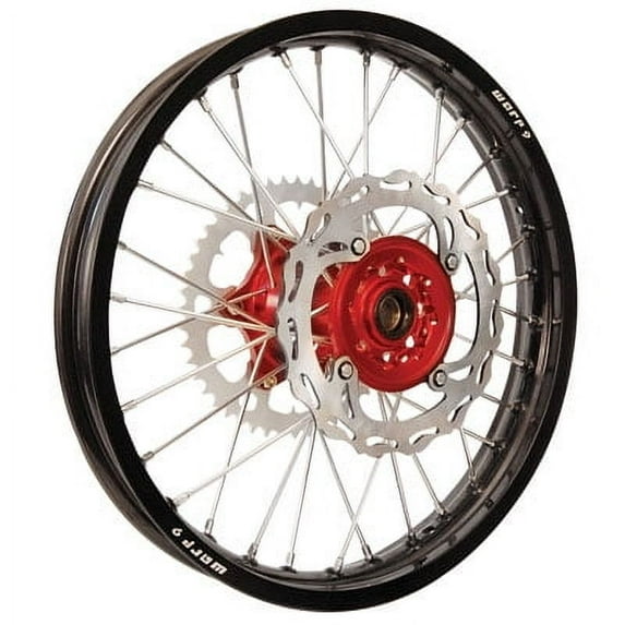 Warp 9 Complete Wheel Kit - Rear 19 x 2.15 Black Rim/Red Hub/Silver Spokes and Nipples for Honda CRF450R 2002-2012