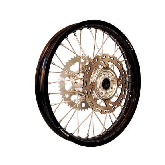Warp 9 Complete Wheel Kit - Rear 19 x 2.15 Black Rim/Silver Hub/Silver Spokes and Nipples for Kawasaki KX125 2003-2005