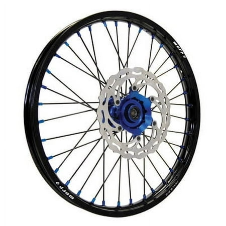 Warp 9 Complete Wheel Kit - Rear 19 x 2.15 Black Rim & Spokes/Blue Hub & Nipples for Yamaha WR250F 2001-2009