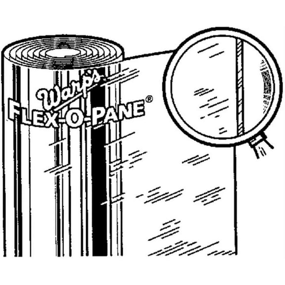 Warp Bros 10FP-3625 Flex-O-Pane Original Window Film, 10 Mil T X 36 in W X 25 Yd Roll L, Plastic, Clear