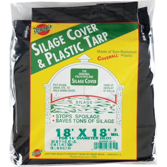 Warp Bros. Silage Cover SSC-18 - Durable Silage Protection - Black, 13" L x 7" W x 19" H