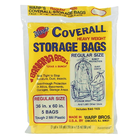 Warp Bros. 6-pack Warp Brothers FBA_CB-36 CB-36 Banana, 5-36"x60" Regular Storage Bags, Sold as 6 Pack Home & Garage Storage, Stackable Design