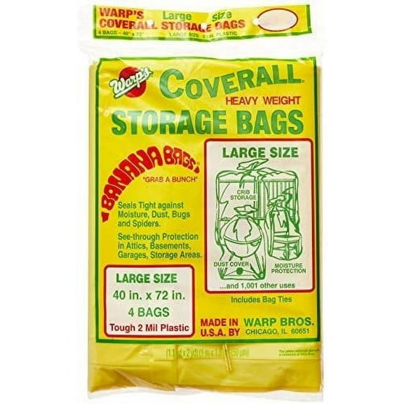 Warp Brothers CB-40 Banana Bags Storage Bags, 40-Inches by 72-Inches, 4-Count, Yellow, Yellow, 1