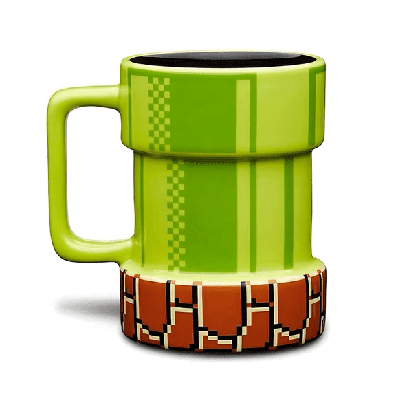 Warp Pipe Cup Ceramic Coffee Mug for Gamer, Dad, Lover Cappuccino, Latte Mouth Pixel Water