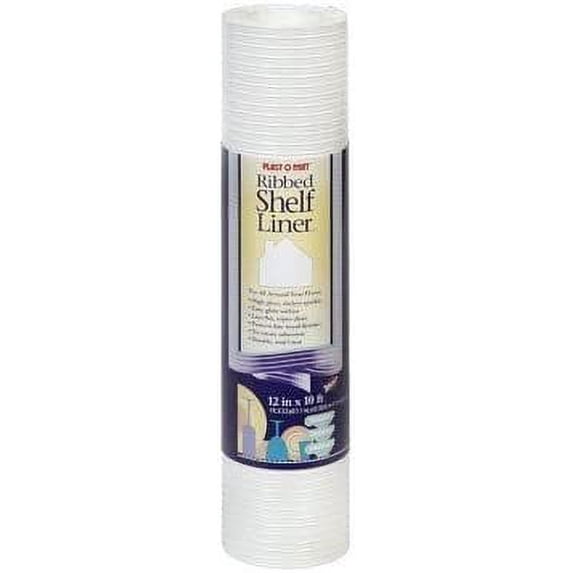 Warp Bros. Plast O Mat Shelf Liner Ribbed Non-Slip - 1 Piece, 12" W x 10' L, White