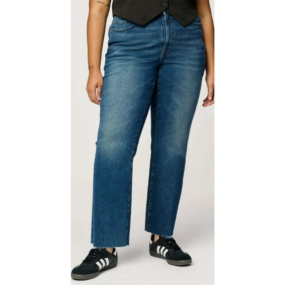 Warp + Weft Women's Ase Dark Wash High Rise Straight Stretch Denim Jeans Plus - 452829 18WW x 29L